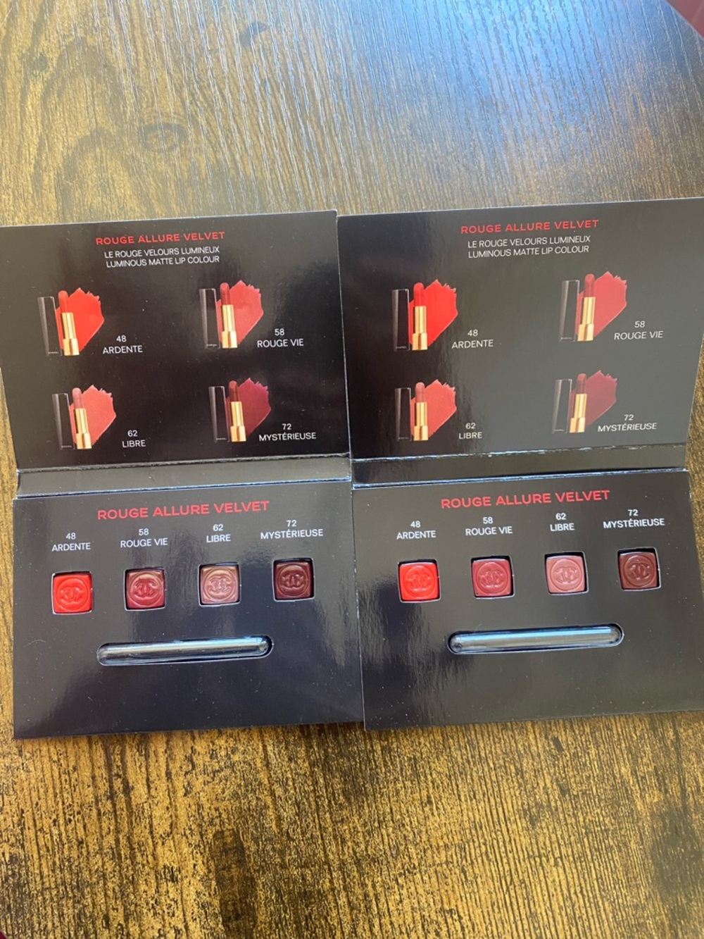 CHANEL Rouge Allure Velvet Lip Sample Blister Packs | Red Neutral Burgundy Brown